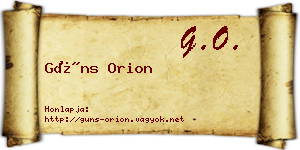 Güns Orion névjegykártya